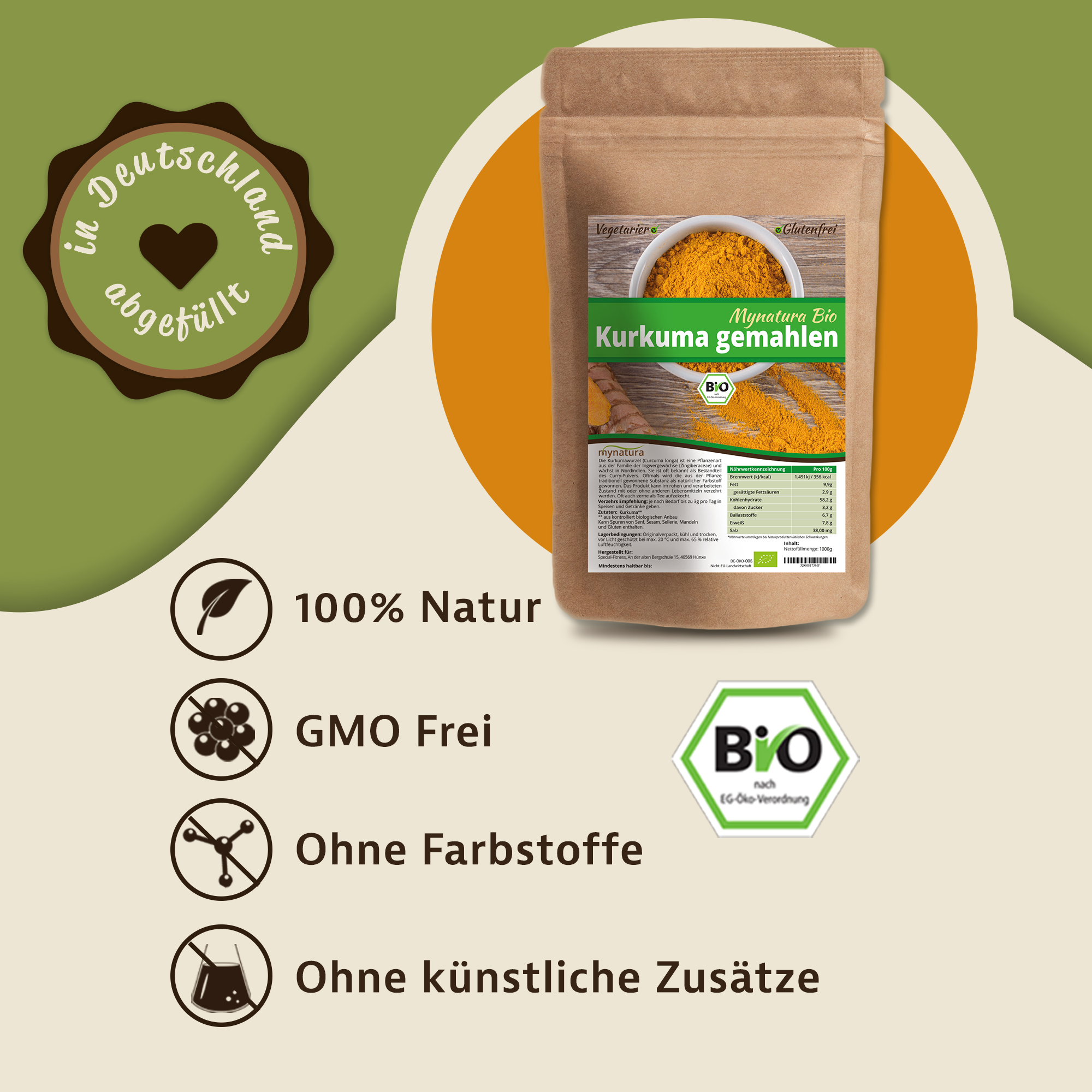 Mynatura Bio Kurkuma Pulver 1Kg