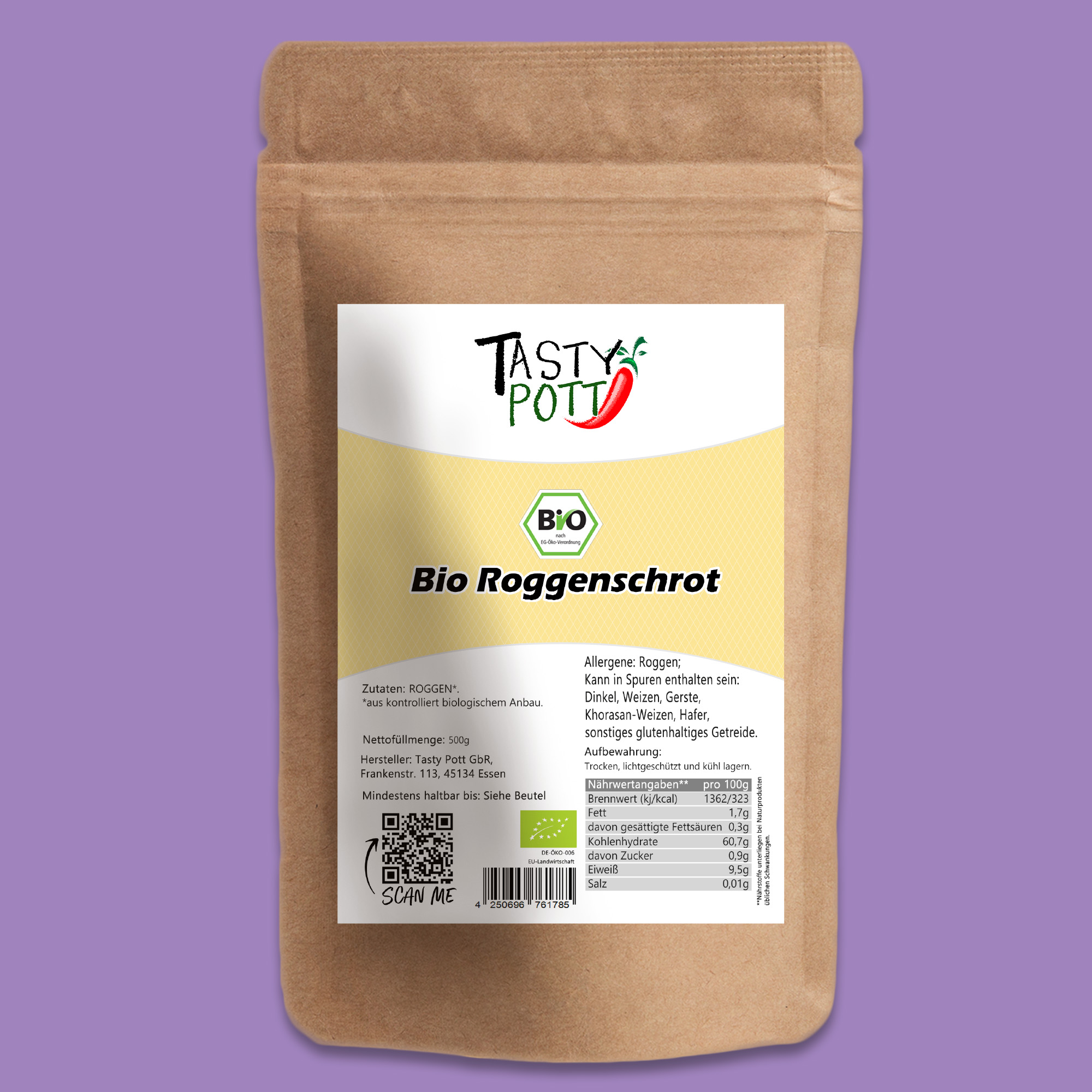 Bio Roggenschrot aus Deutschland – natürlich, vielseitig & hochwertig | Tasty Pott 1000g Bio Roggenschrot aus Deutschland – natürlich, vielseitig & hochwertig | Tasty Pott 1000g