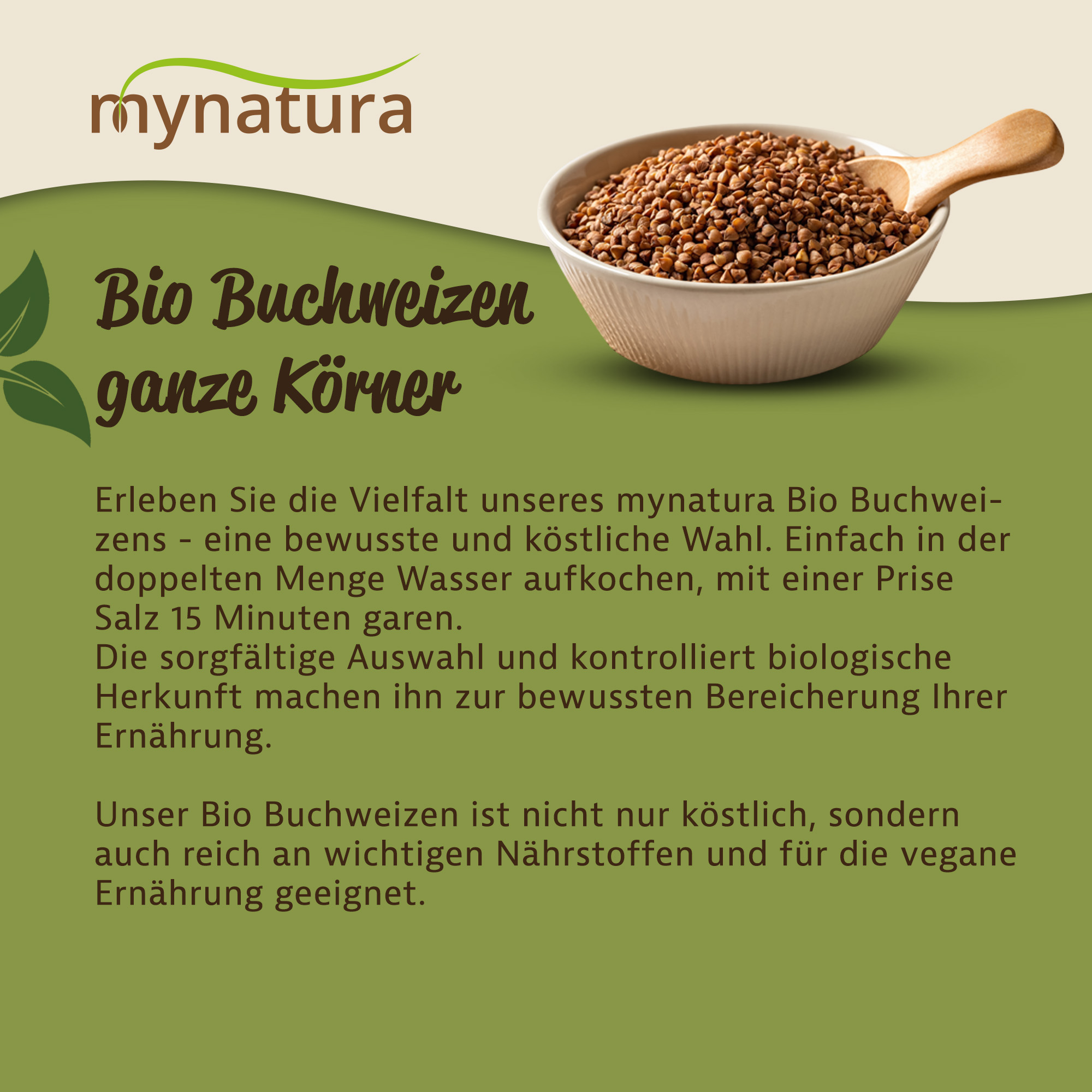 Mynatura Bio Buchweizen ganze Körner 1000g