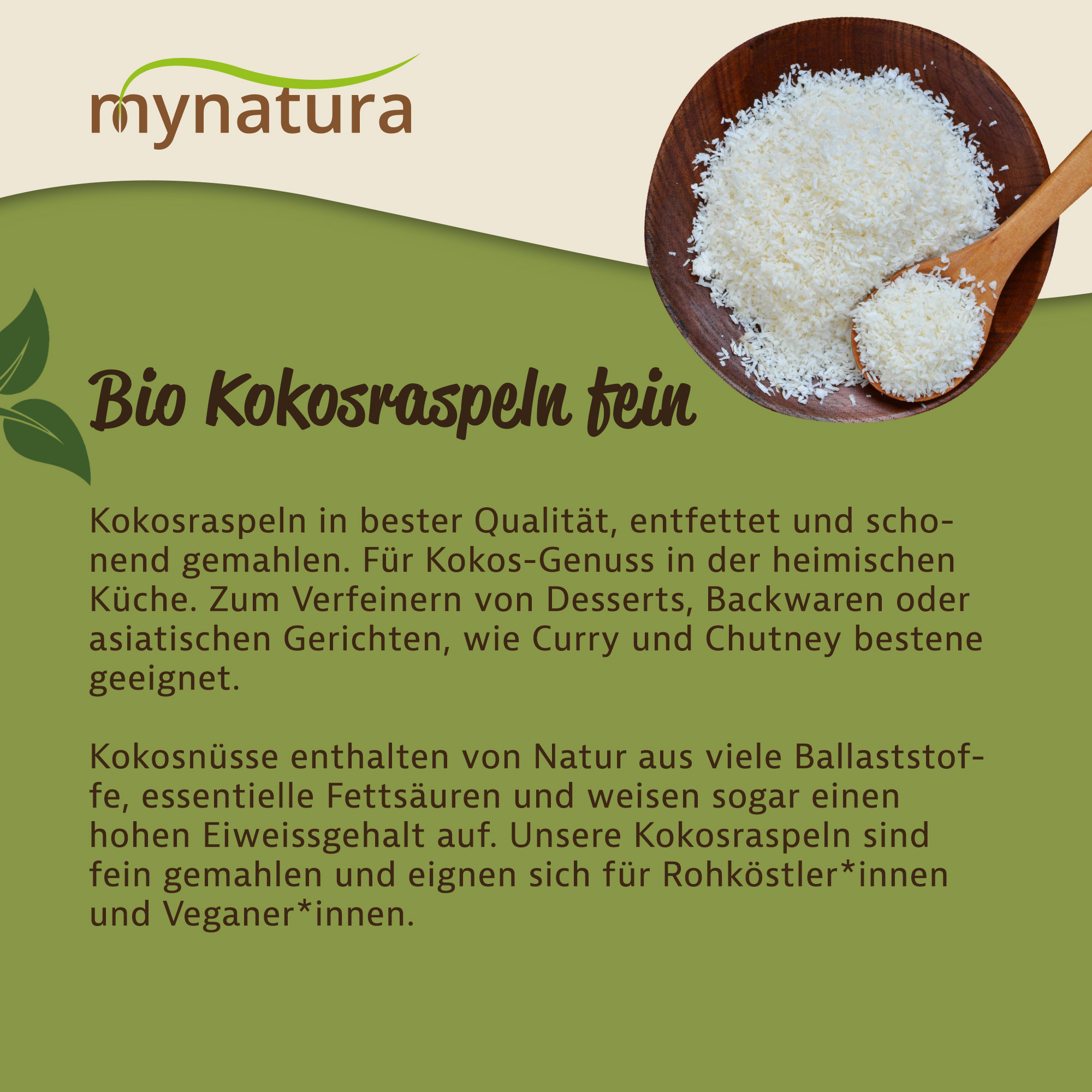 Mynatura Bio Kokosraspeln fein - teilentölt 1Kg Mynatura Bio Kokosraspeln fein - teilentölt 1Kg