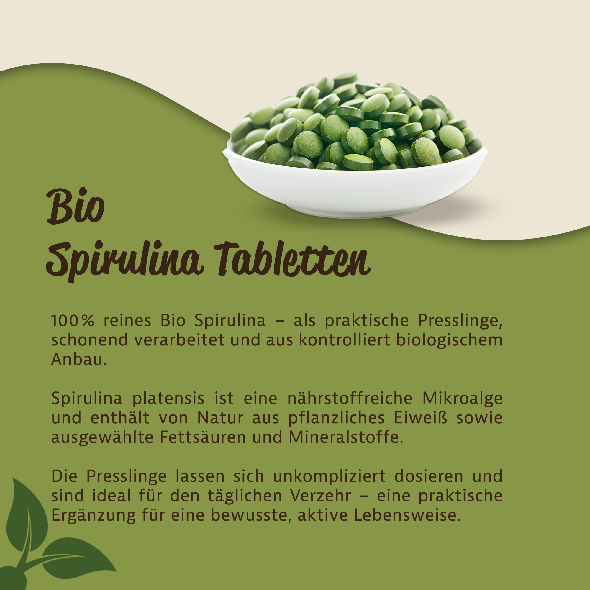 Spirulina Tabletten – Hochwertige pflanzliche Mikroalgen aus kontrolliertem Anbau 0,5Kg