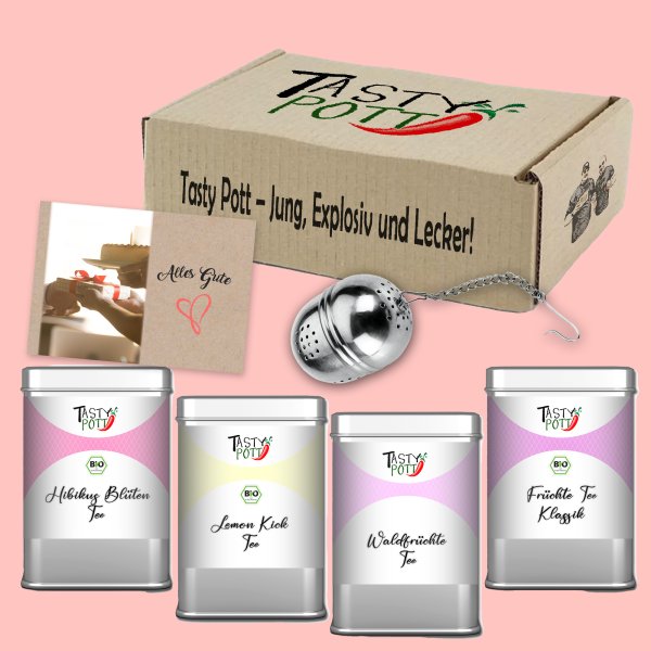 Tasty Pott Früchte Tee Box - Mit Teesieb und Karte