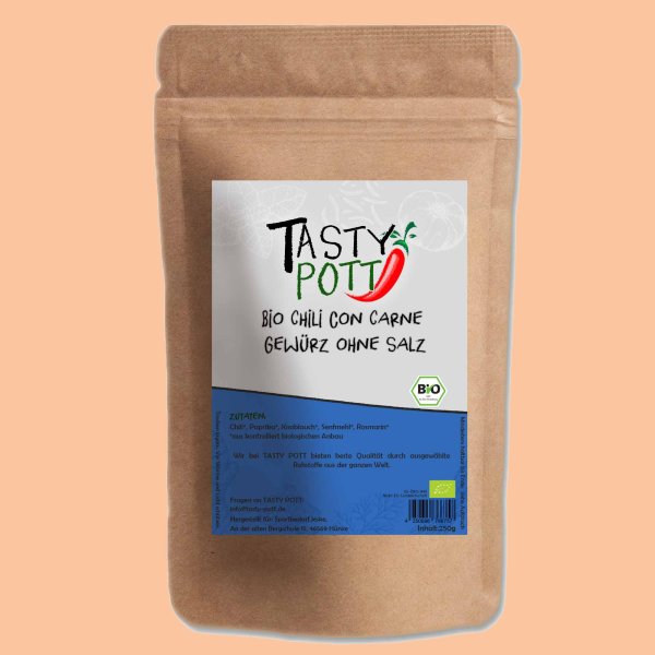 Tasty Pott Bio Chili con Carne Gewürz Gewürzmischung Nachfüllbeutel 250g