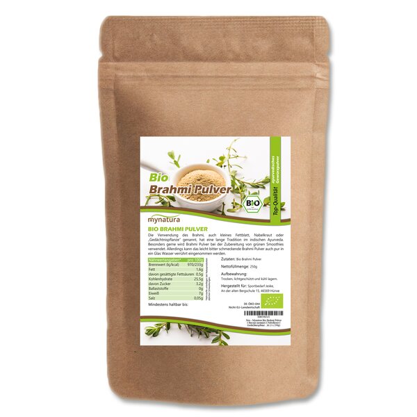 Mynatura Bio Brahmi Pulver - Kräuterkunde indisches Ayurveda 250g