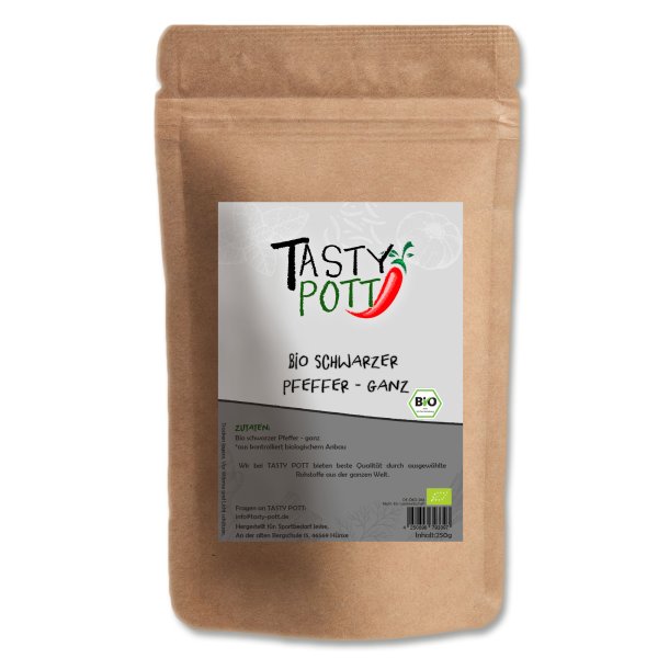 Tasty Pott Bio Schwarzer Pfeffer - ganz - 250g Nachfüllbeutel