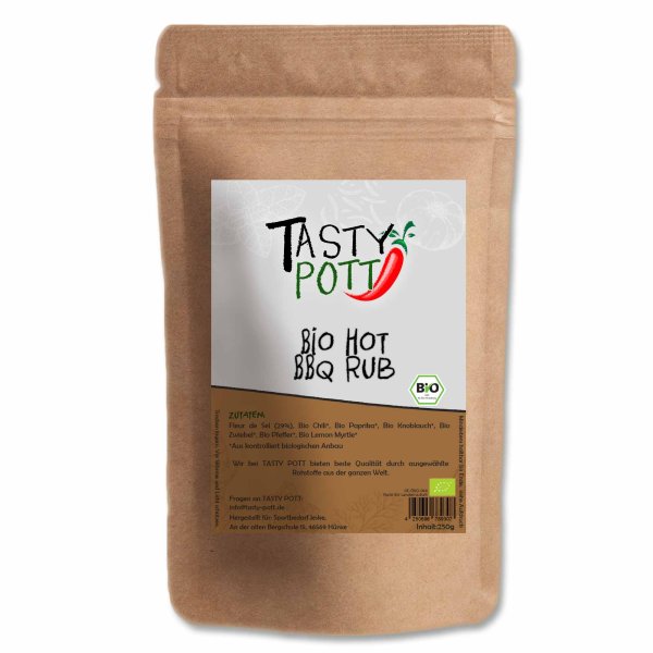 Tasty Pott Bio Hot BBQ Rub Grillgewürz Nachfüllbeutel 250g