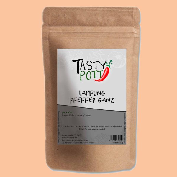 Tasty Pott Lampung Pfeffer ganz Nachfüllbeutel 250g