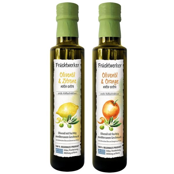 Fruchtwerker Olivenöl + Zitrone 250ml und Olivenöl + Orange 250ml Set