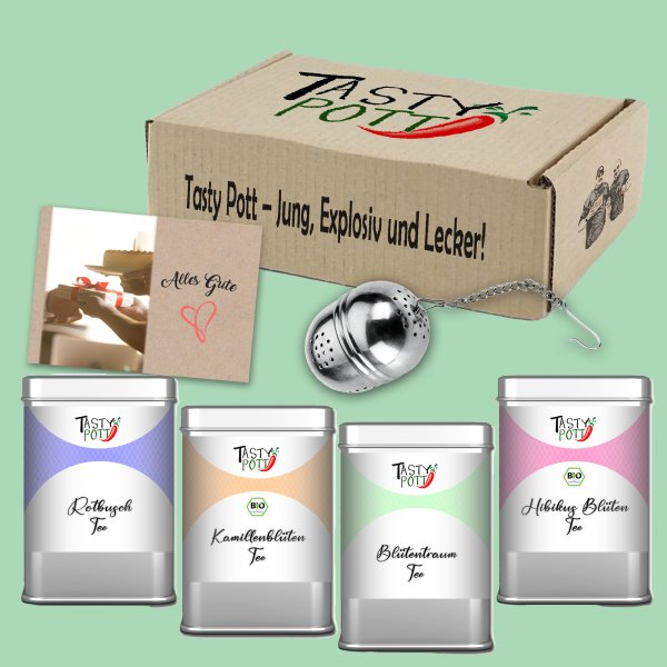 Tasty Pott Blütentraum Tee Box - Mit Teesieb und Karte