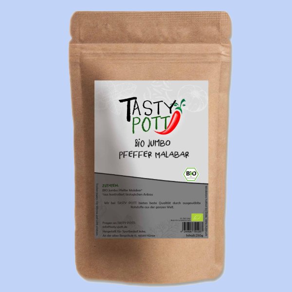 Tasty Pott Bio Tiger Malabar Pfeffer ganz Nachfüllbeutel 250g