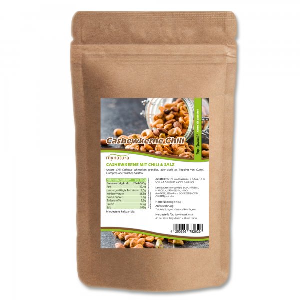 Mynatura Cashewkerne, geröstet mit CHILI und Salz 500g