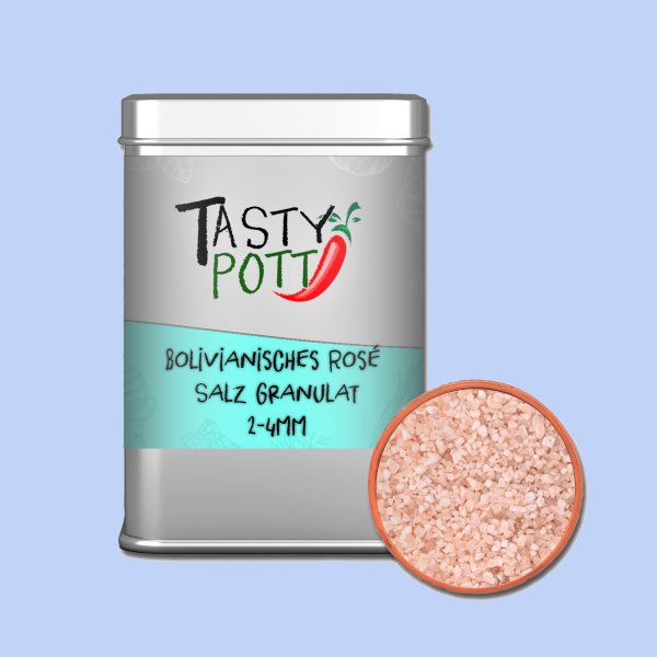 Tasty Pott Bolivianisches Rosé Salz Granulat (2-4mm) 100g Dose