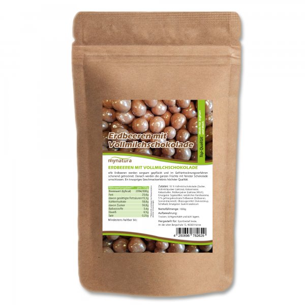 Mynatura Erdbeeren, gefriergetrocknet, in Vollmilchschokolade 1Kg