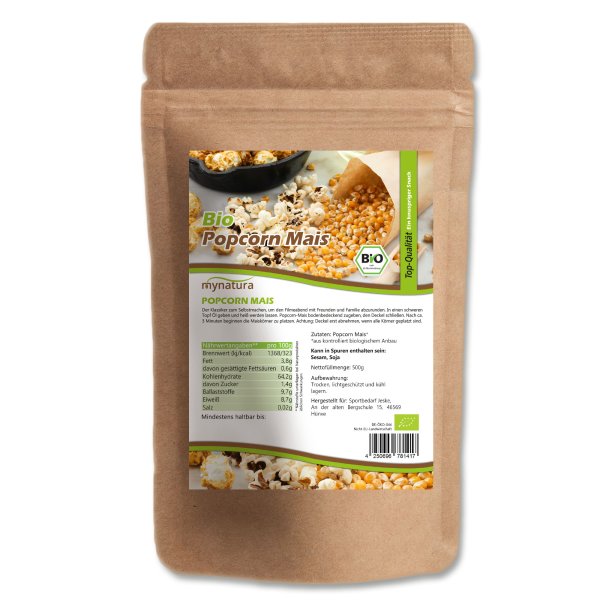 Mynatura Bio Popcorn Mais - Ganze Maiskörner - 1Kg
