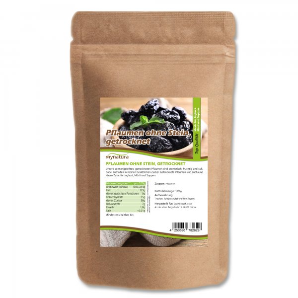 Mynatura Pflaumen getrocknet, ohne Stein - Ohne Zusätze 1Kg