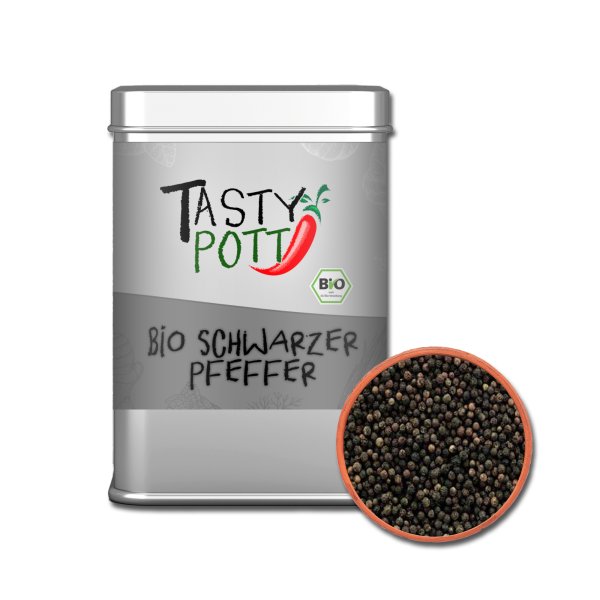 Tasty Pott Bio schwarzer Pfeffer - ganz - 50g Dose