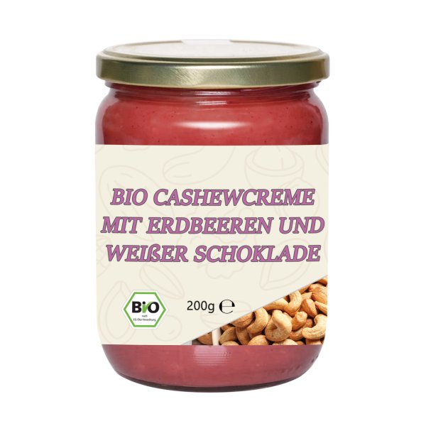 Mynatura Bio Cashewcreme mit Erdbeeren und weißer Schokolade 200g Glas