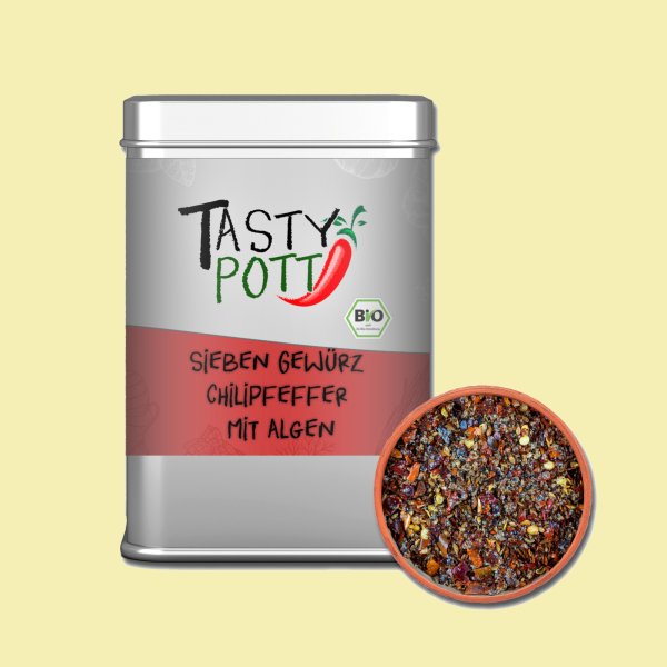 Tasty Pott 7 Gewürz Chilipfeffer mit Algen 75g